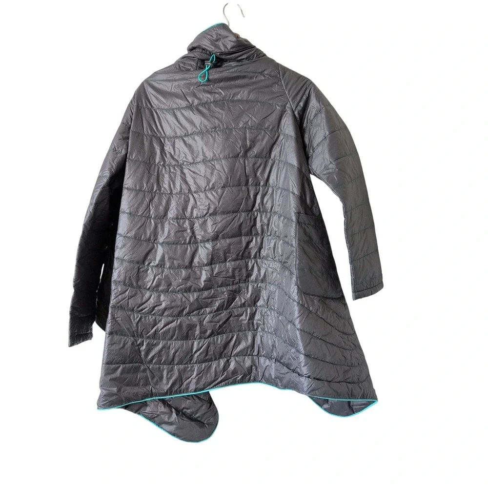 Betabrand Rumpl Quilted Wrap Jacket Gray‎ Puffer Blanket Coat Women S/M